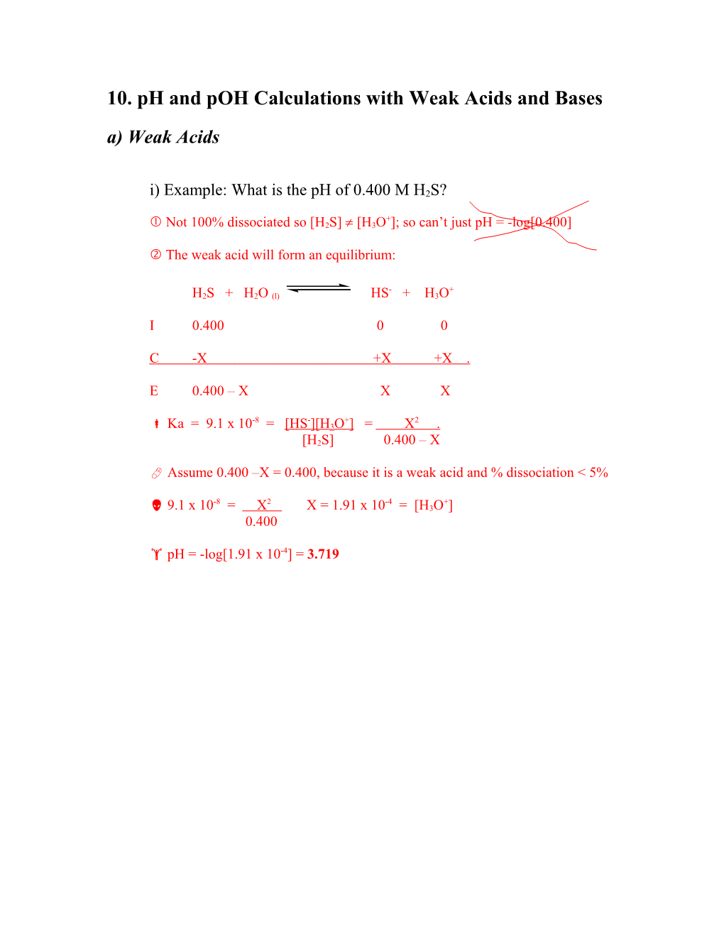 10. Ph and Poh Calculations with Weak Acids and Bases