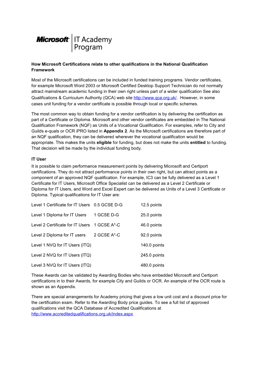 How Microsoft Certifications Relate to Other Qualifications in the National Qualification