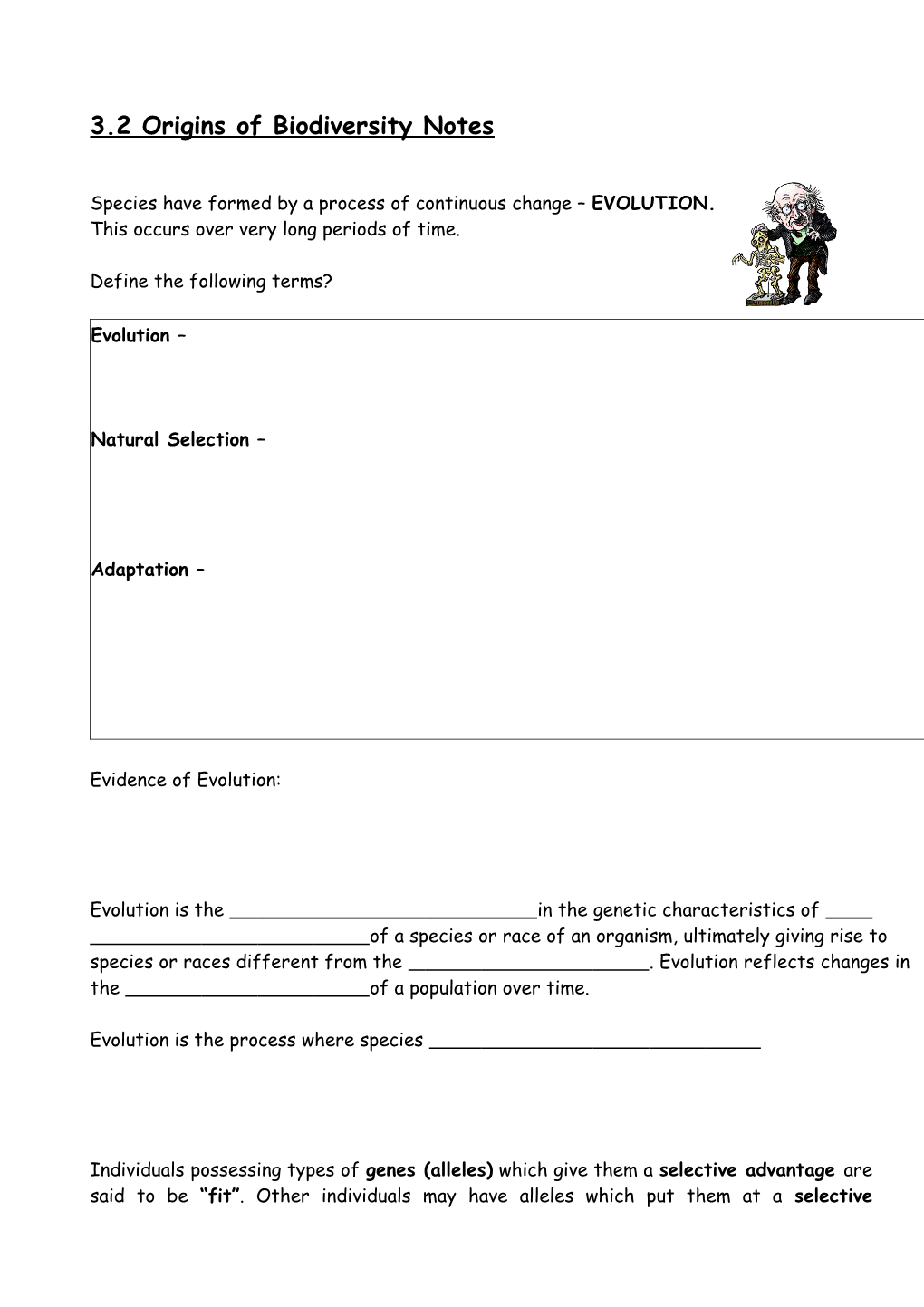 3.2 Origins of Biodiversity Notes