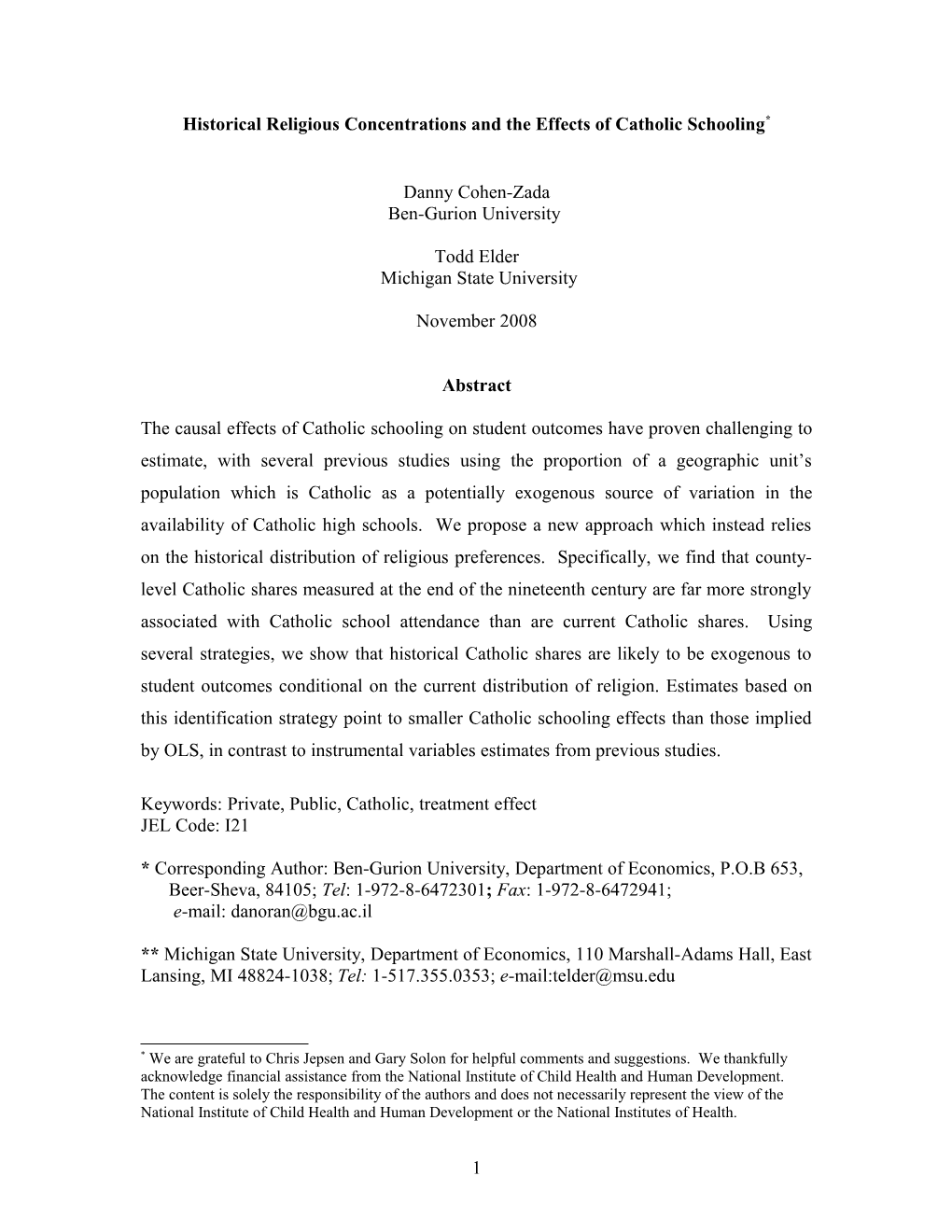 Historical Catholic Shares and the Supply of Catholic Schools: Implications for Estimating