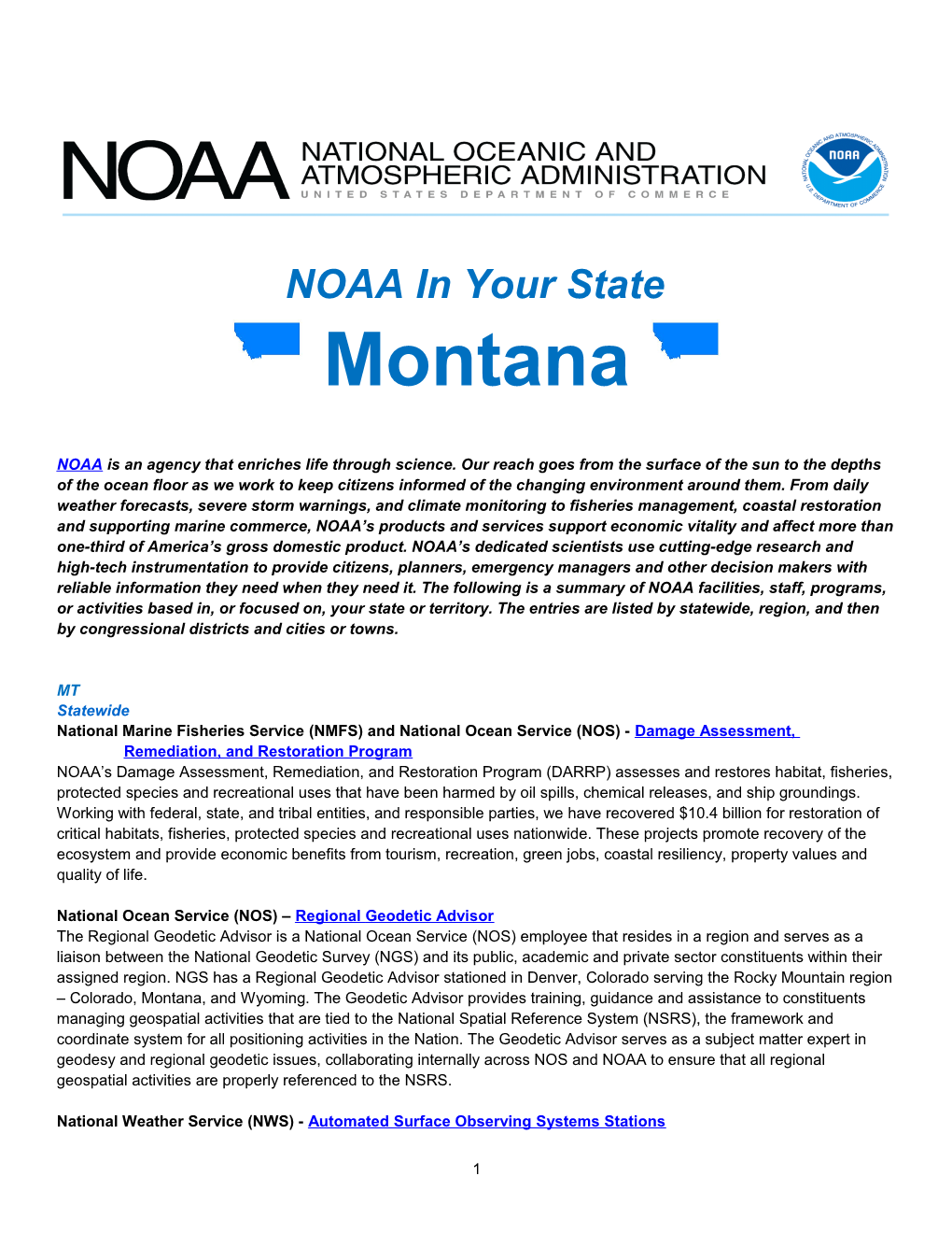 NOAA in Your State - Montana