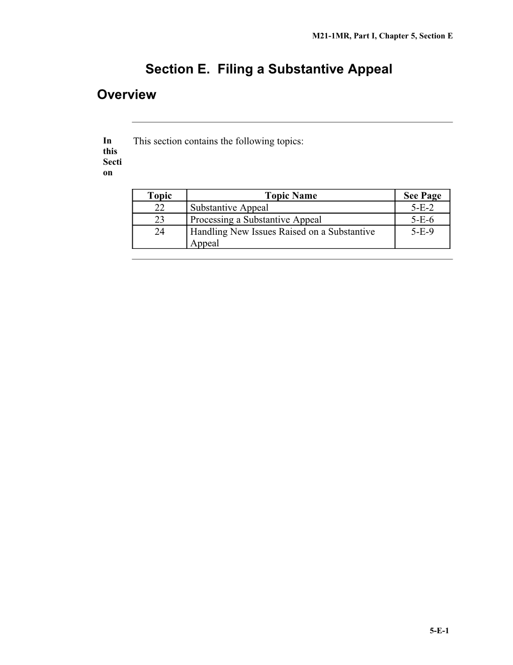 Part I, Chapter 5, Section E. Filing a Substantive Appeal (Department of Veterans Affairs)