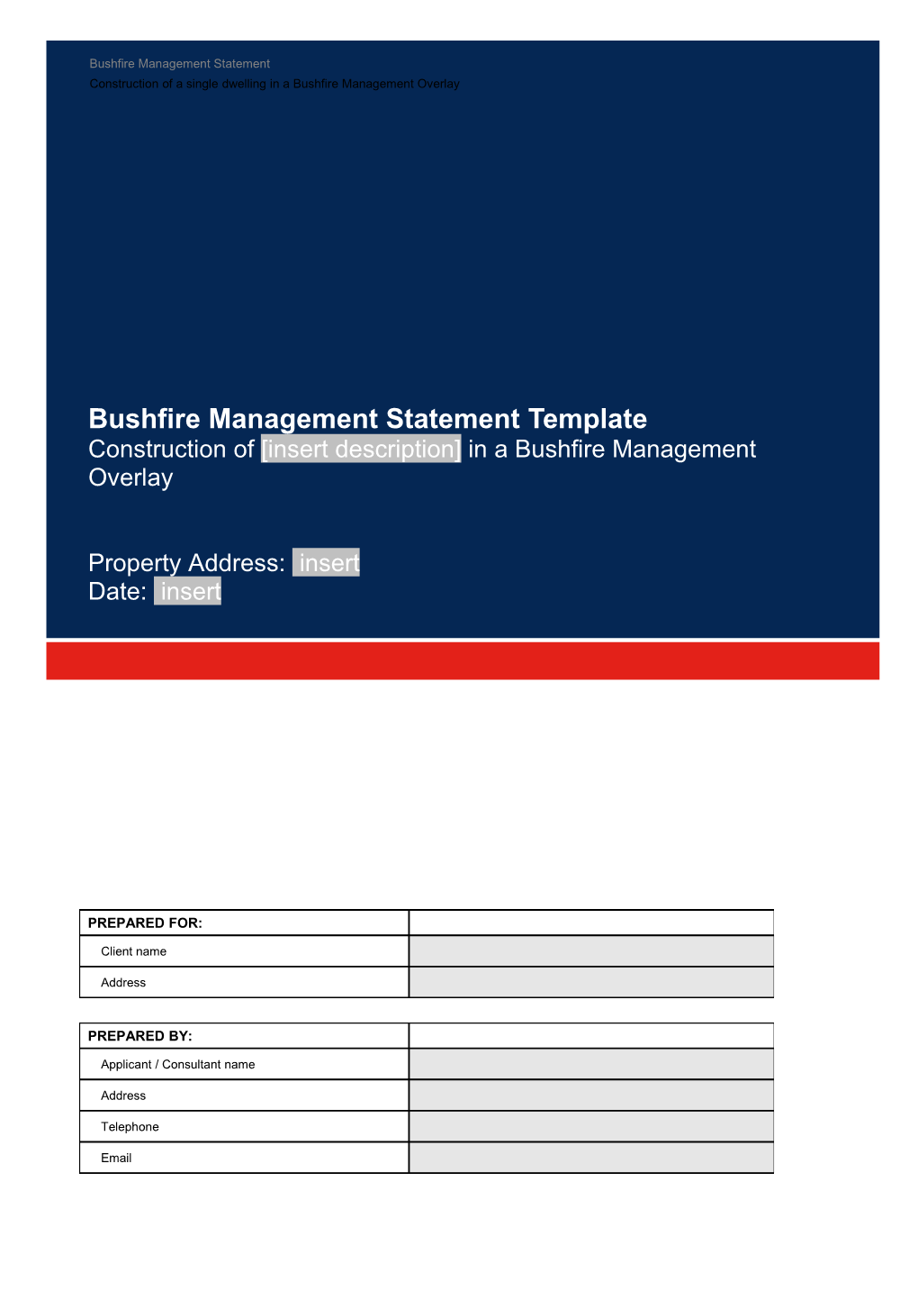 Bushfire Management Statement Template