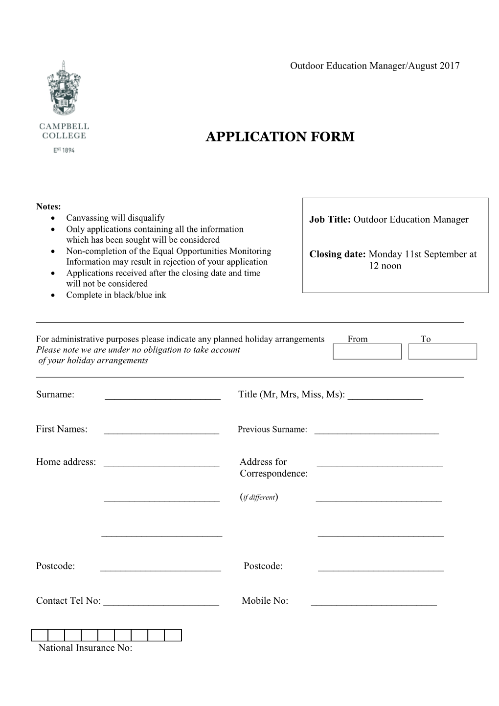 Only Applications Containing All the Information