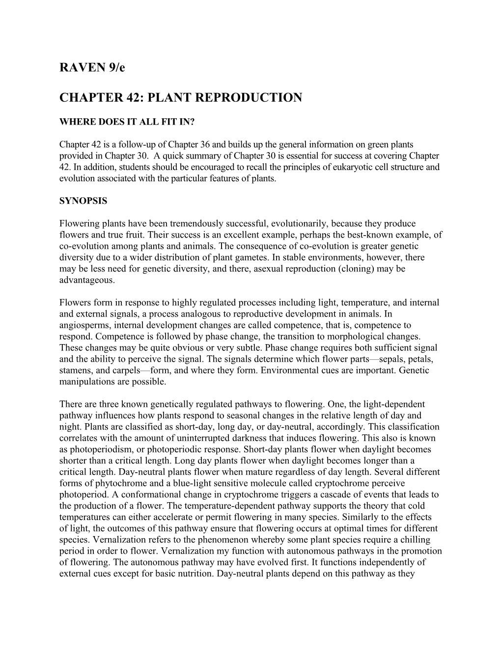 Chapter 42: Plant Reproduction