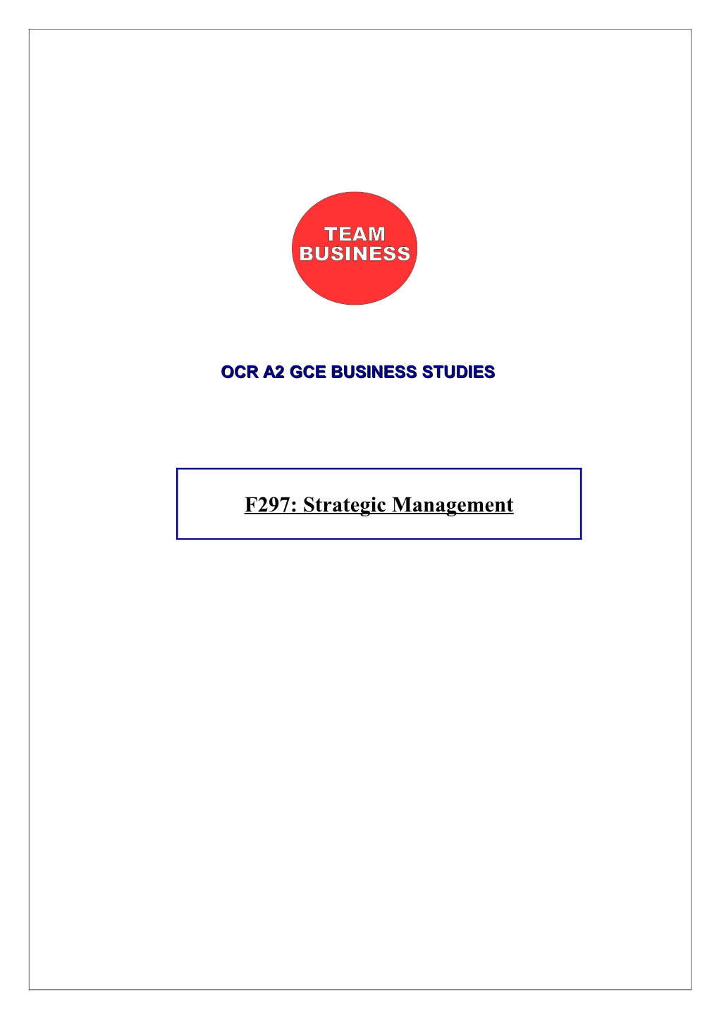 GCE A2 Business Studies