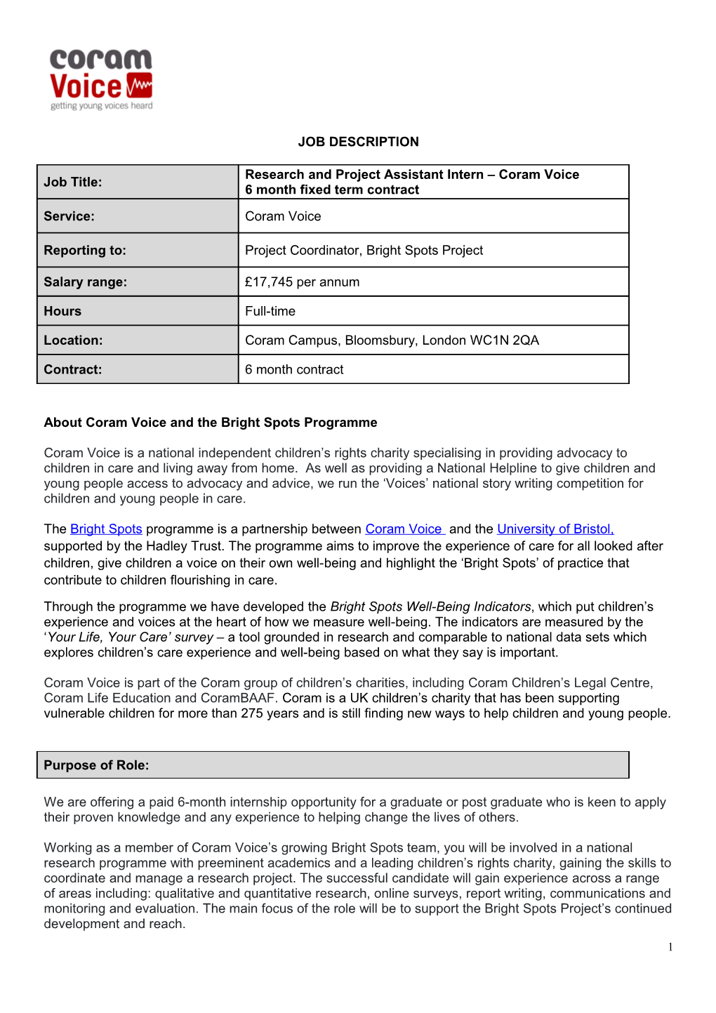 About Coram Voice and the Bright Spots Programme