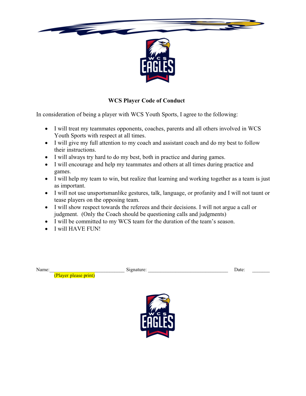 WCS Player Code of Conduct