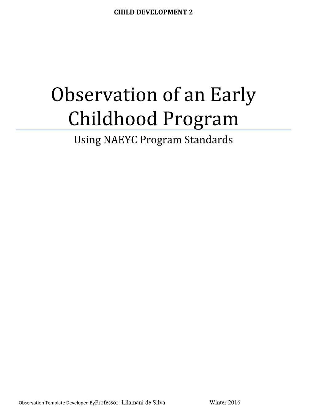 Observation of an Early Childhood Program