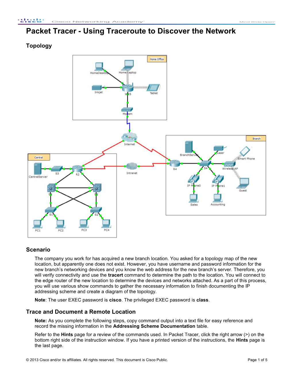Packet Tracer - Using Traceroute to Discover the Network