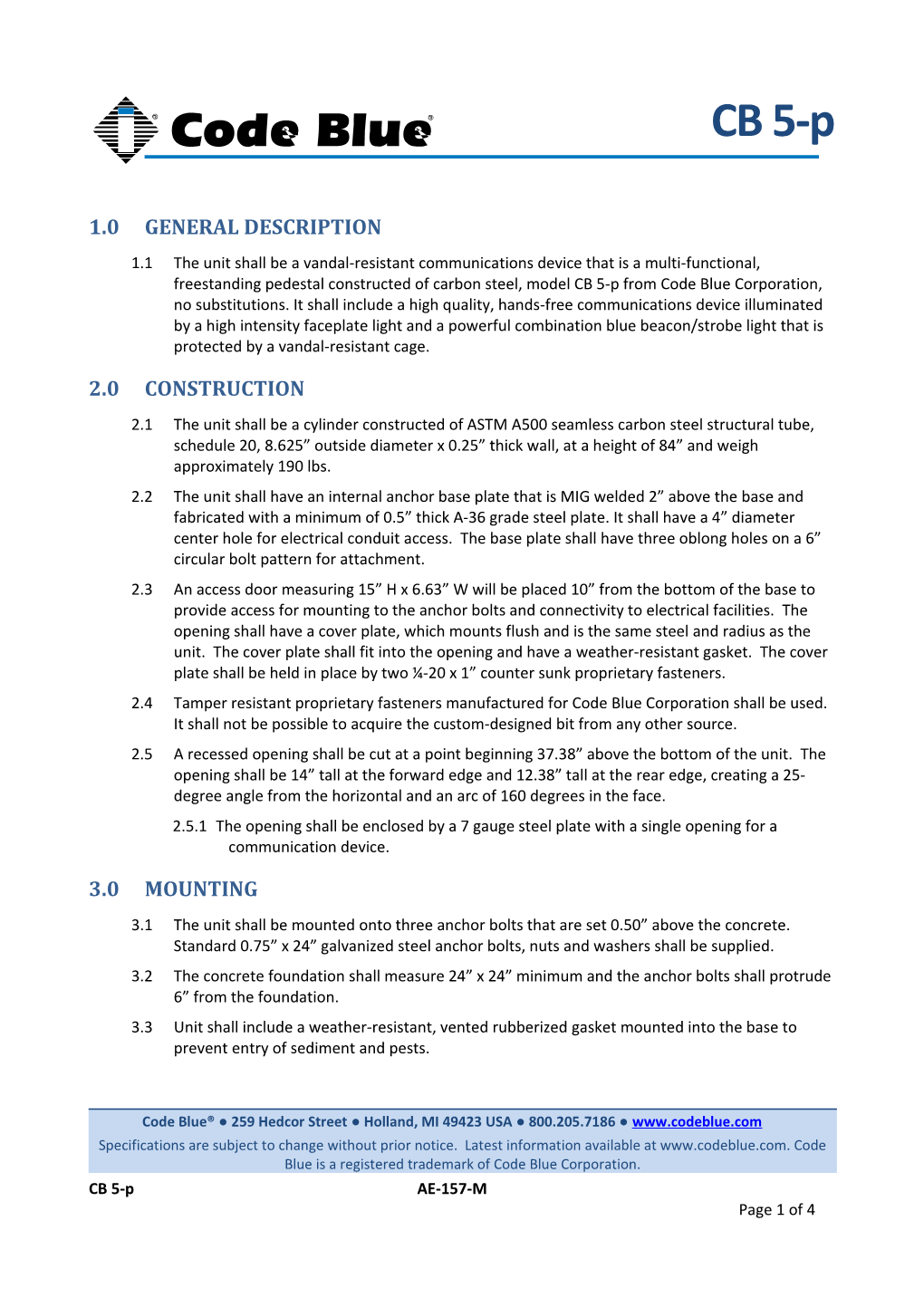 Architectural & Engineering Specifications