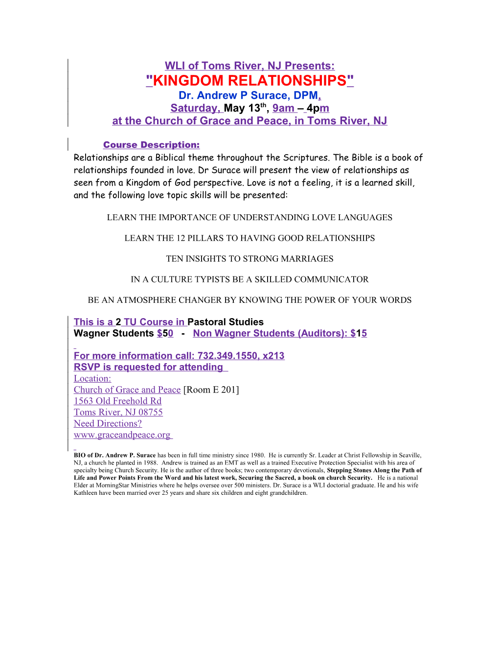 WLI of Toms River, NJ Presents