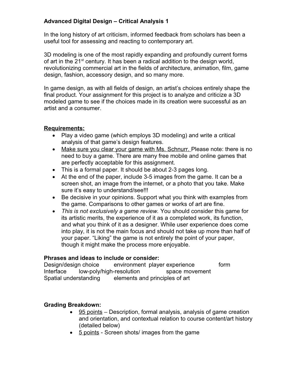 Advanced Digital Design Critical Analysis 1