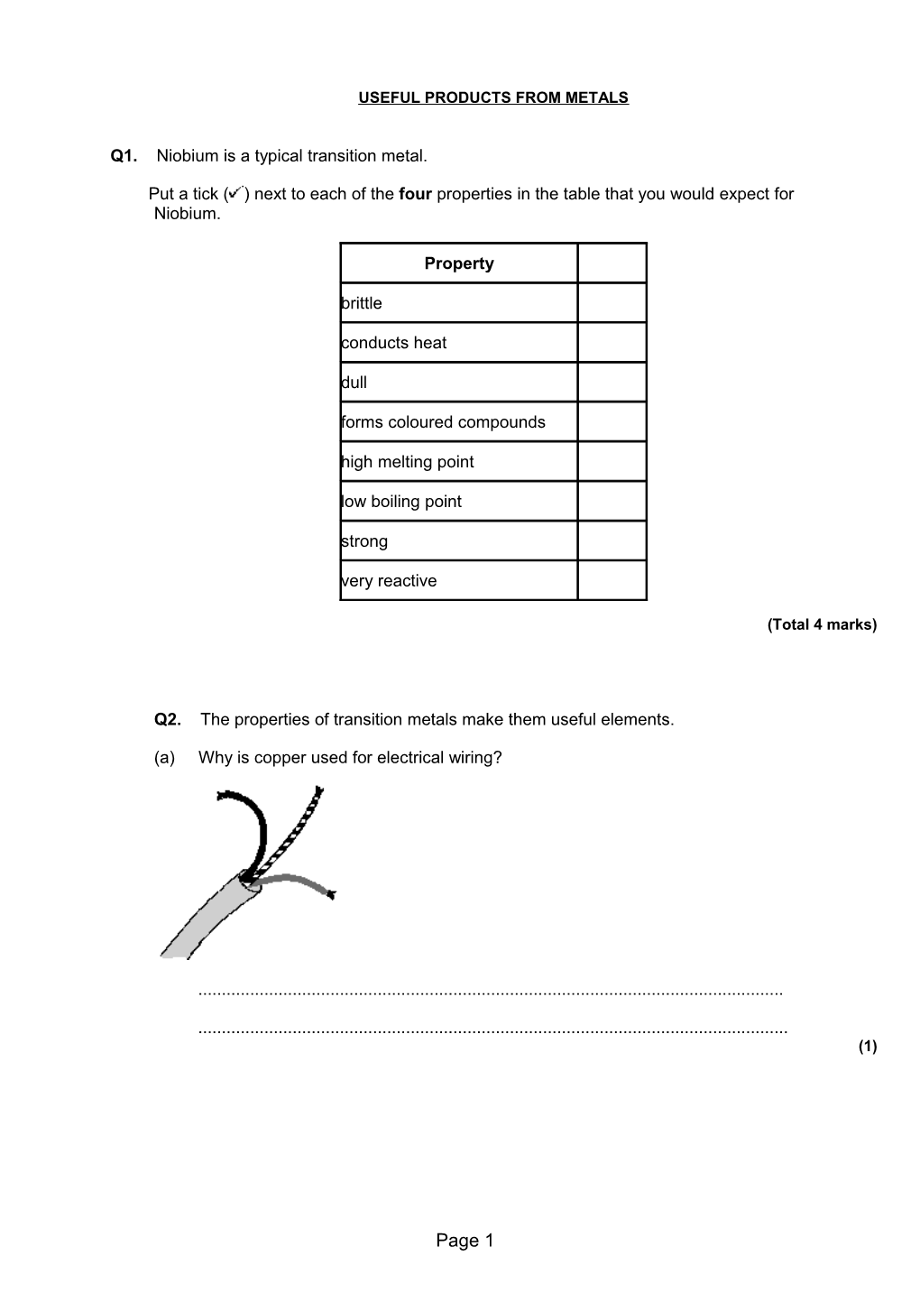 Q1. Niobium Is a Typical Transition Metal