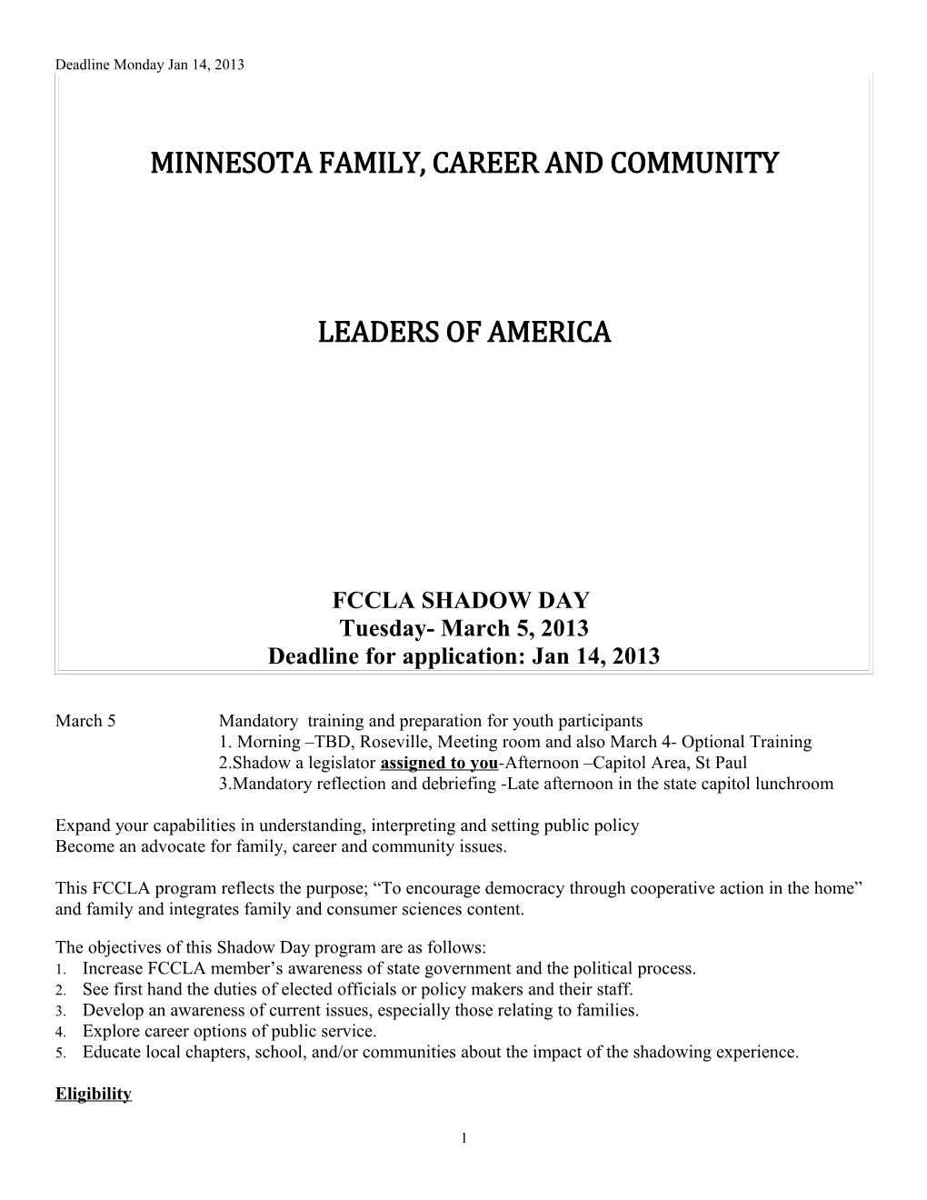 Minnesota Family, Career and Community