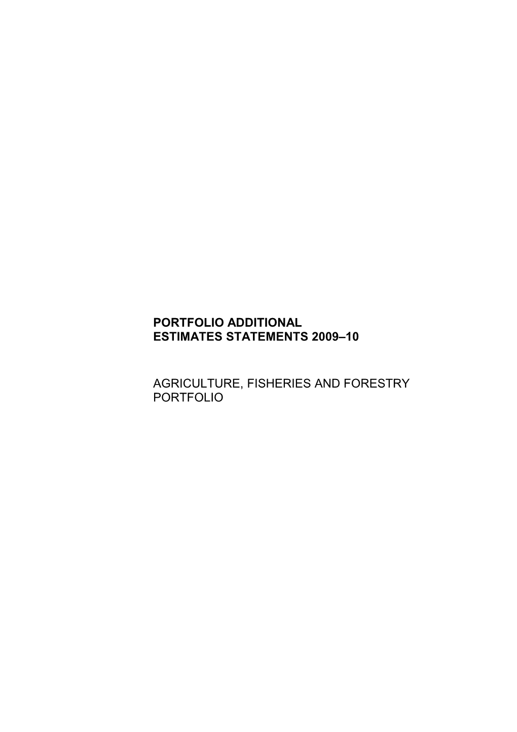 Portfolio Additional Estimates Statements