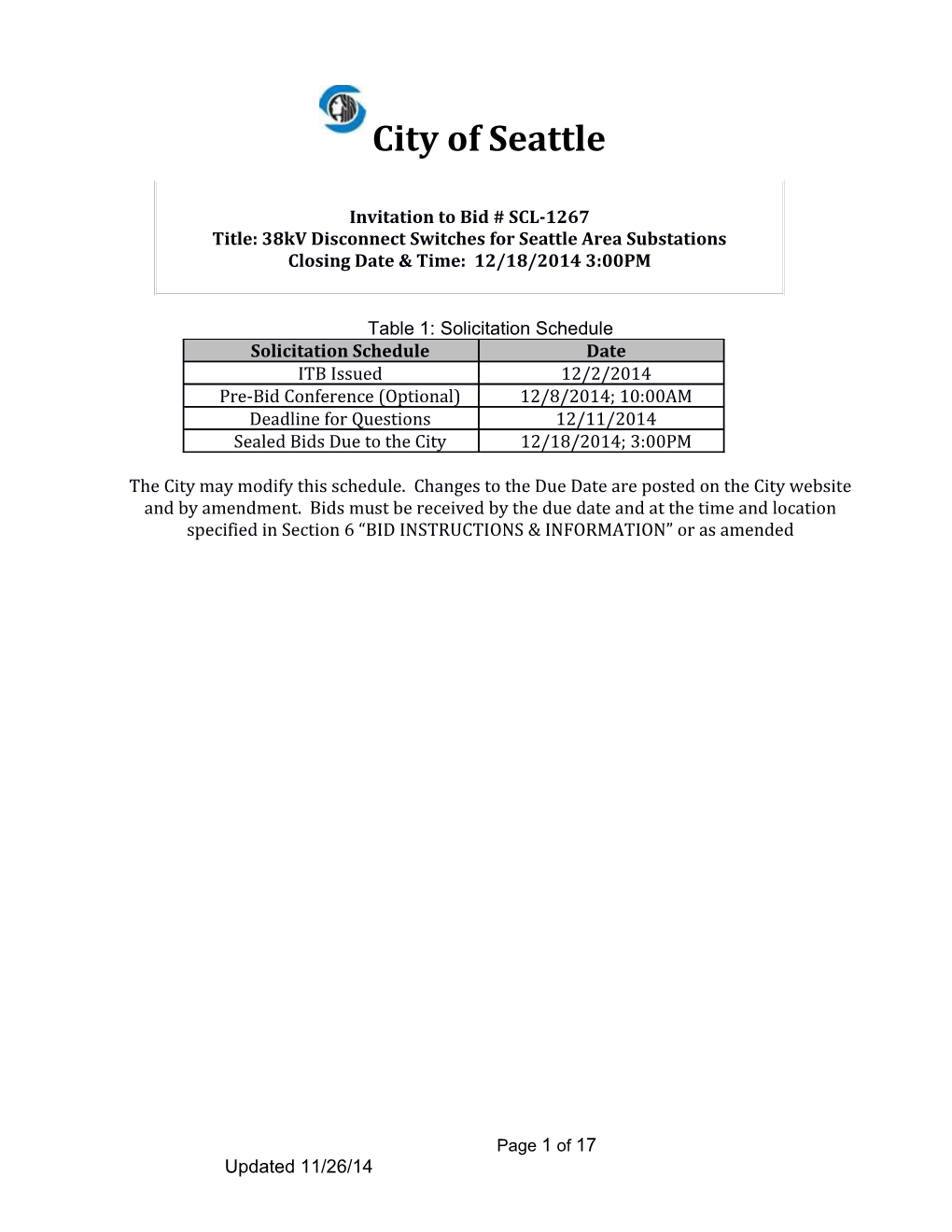 Title: 38Kv Disconnect Switches for Seattle Area Substations