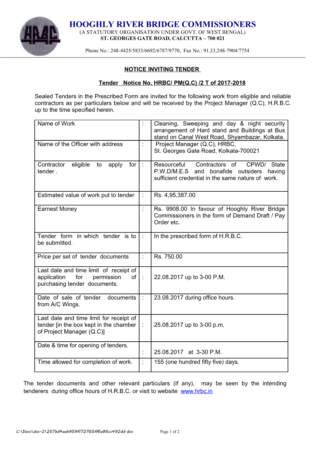 Hooghly River Bridge Commissioners