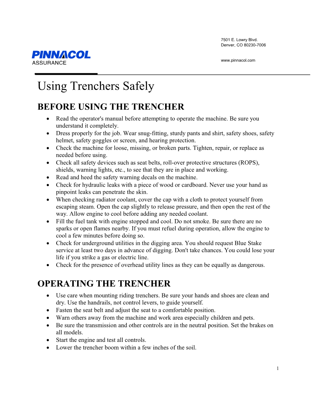 Using Trenchers Safely