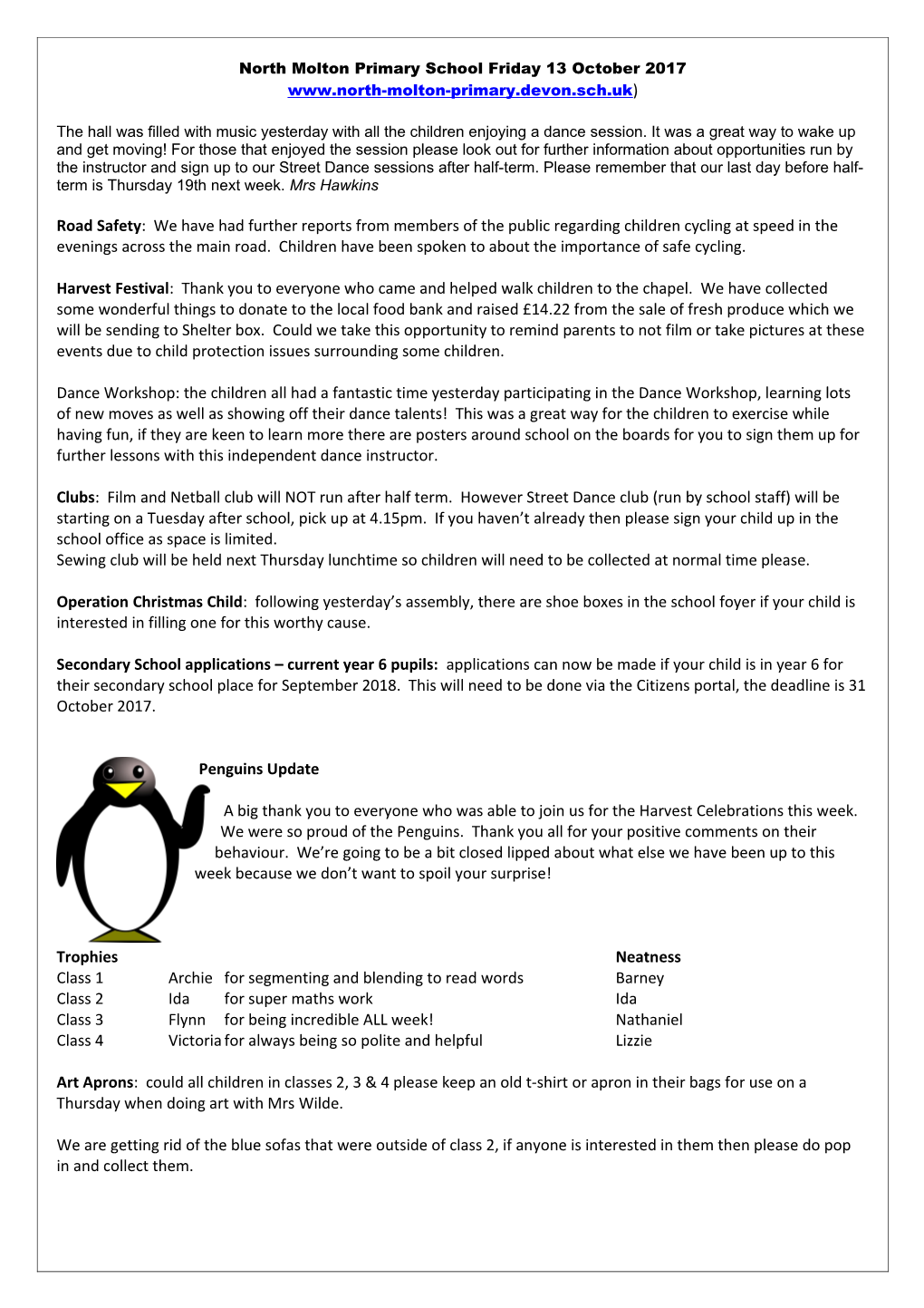 North Molton Primary School Friday Newsletter 27 June 2008 s1