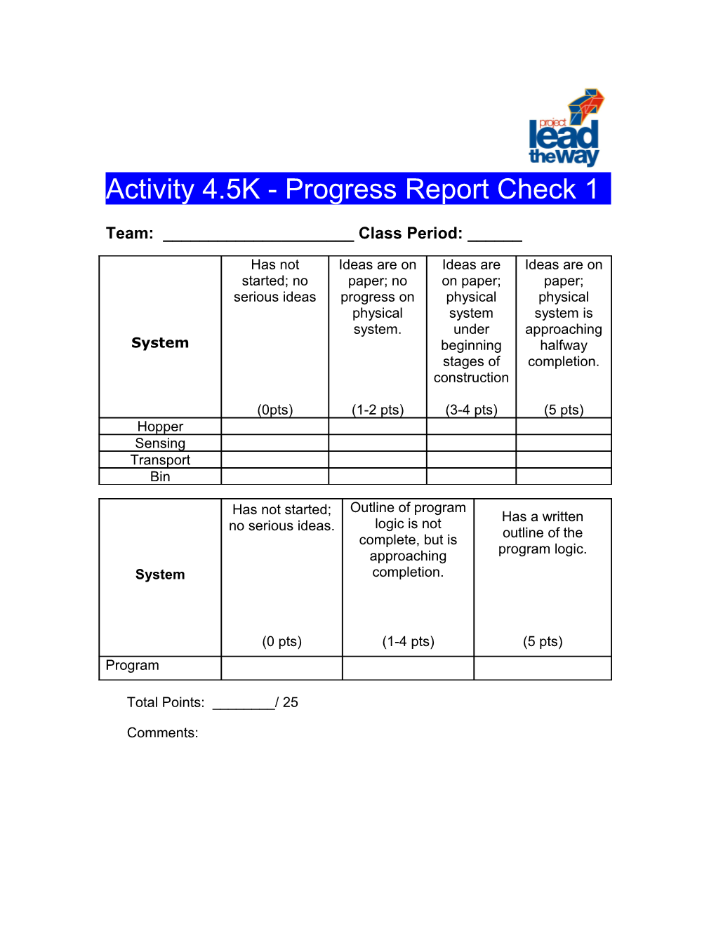 Activity 4.5K - Progress Report Check 1