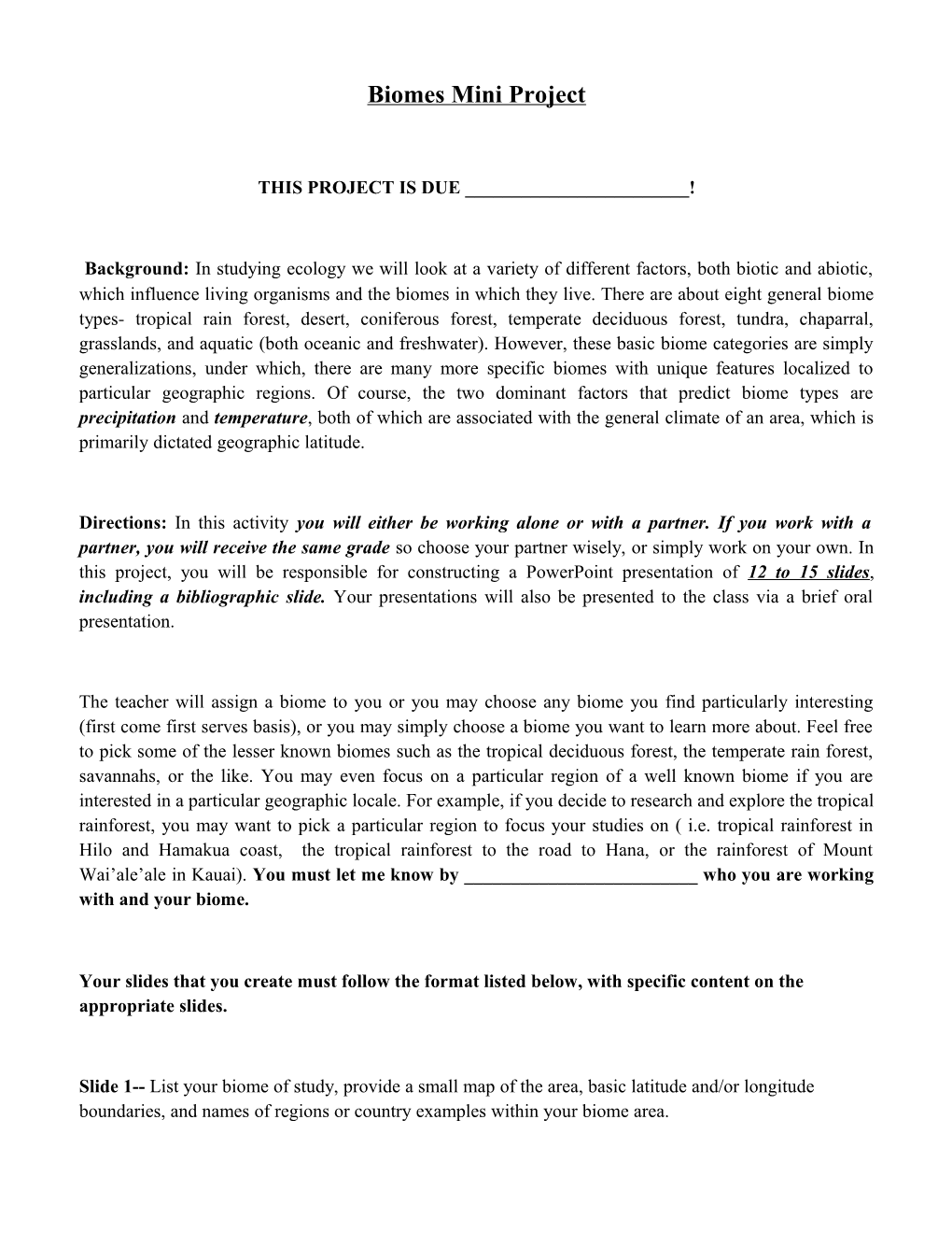 AP Environmental Science Biomes Mini-Project