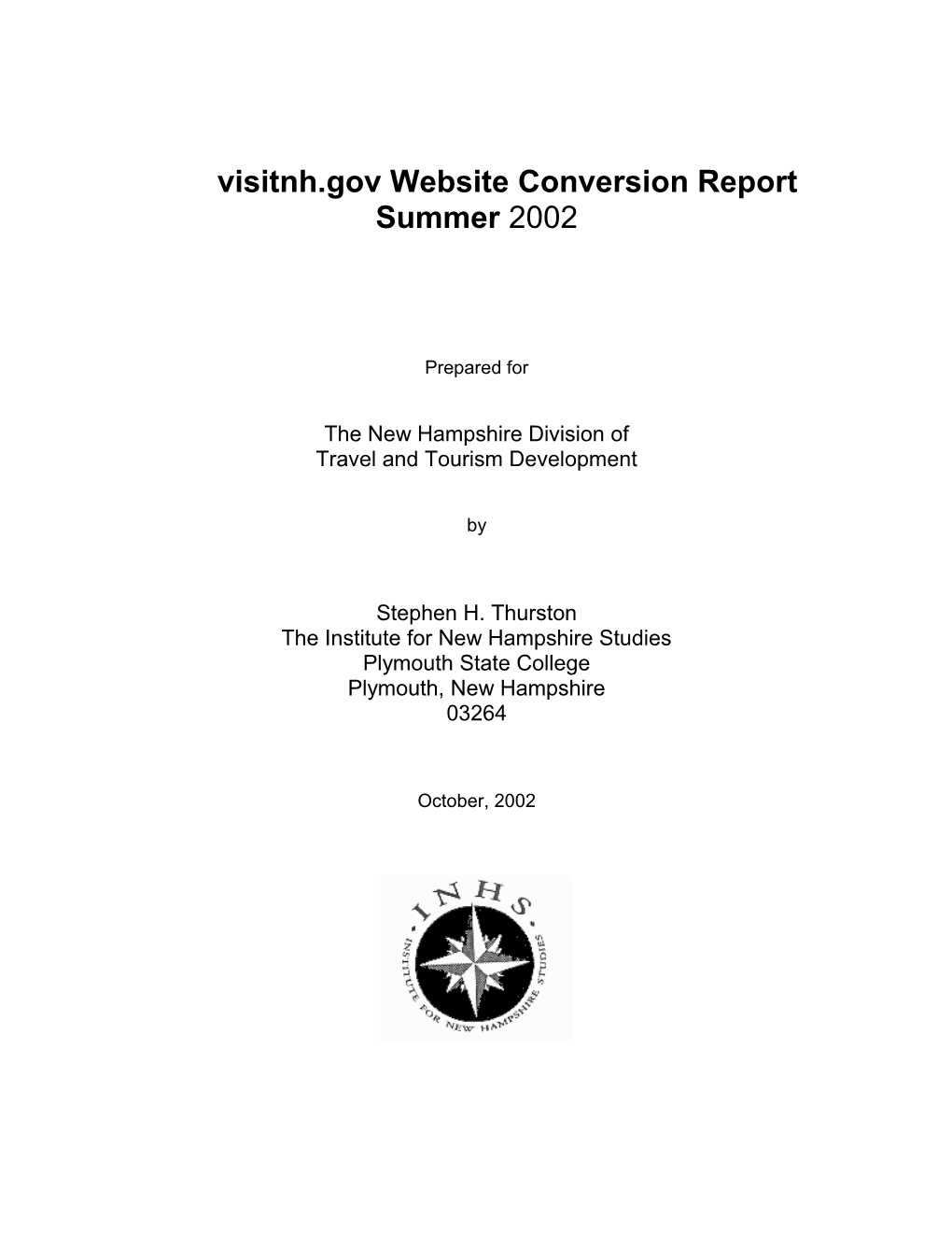 Visitnh.Gov Website Conversion Report