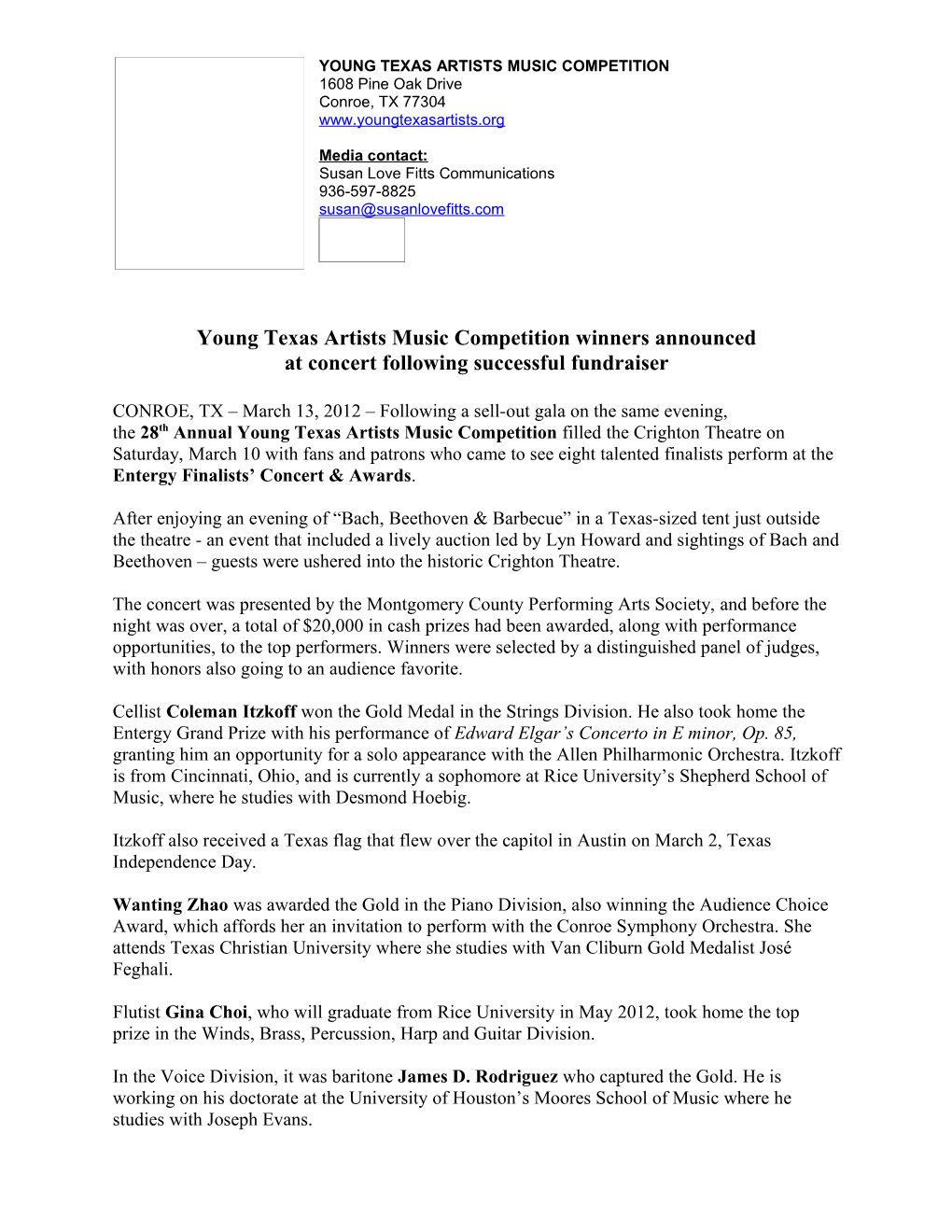Young Texas Artists Music Competition