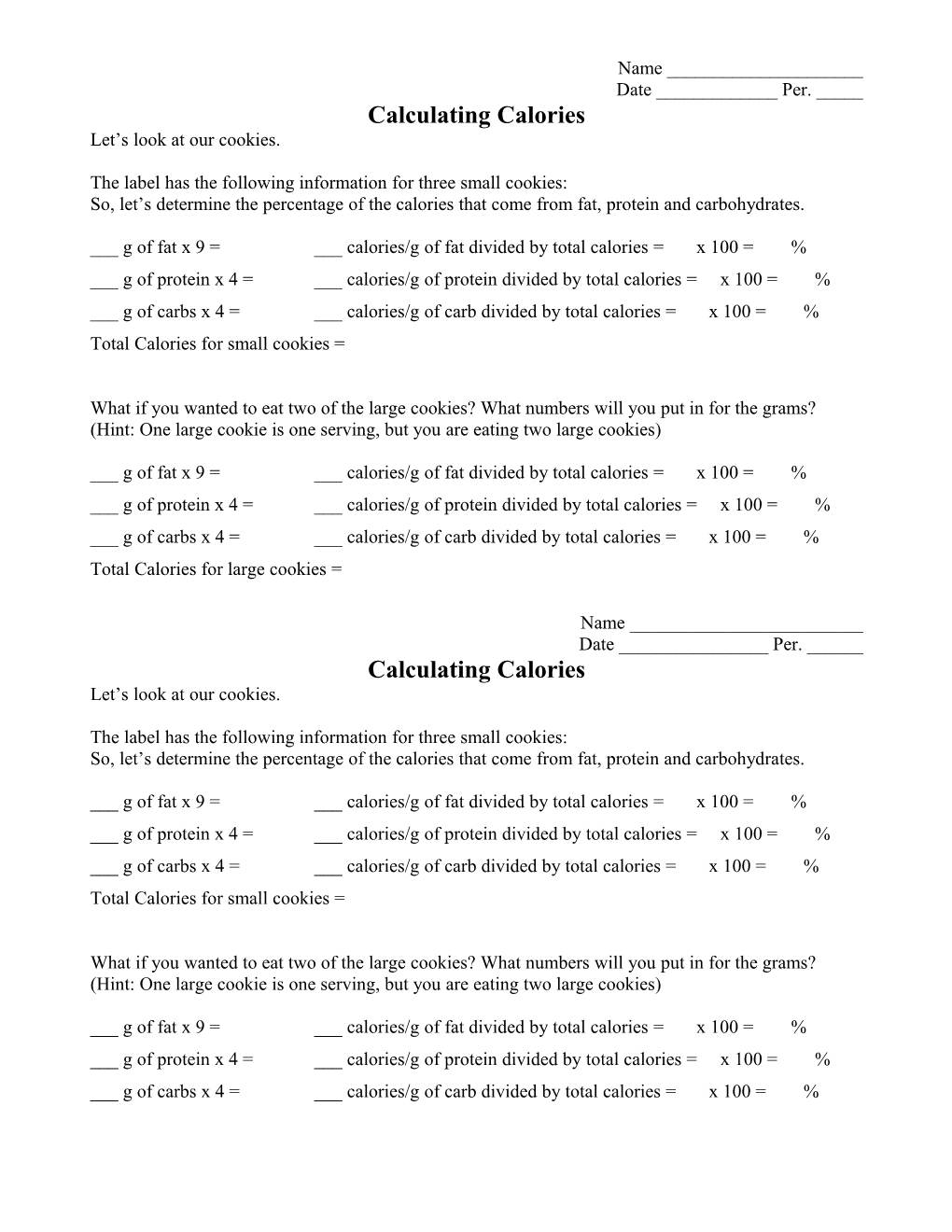 Calculating Calories