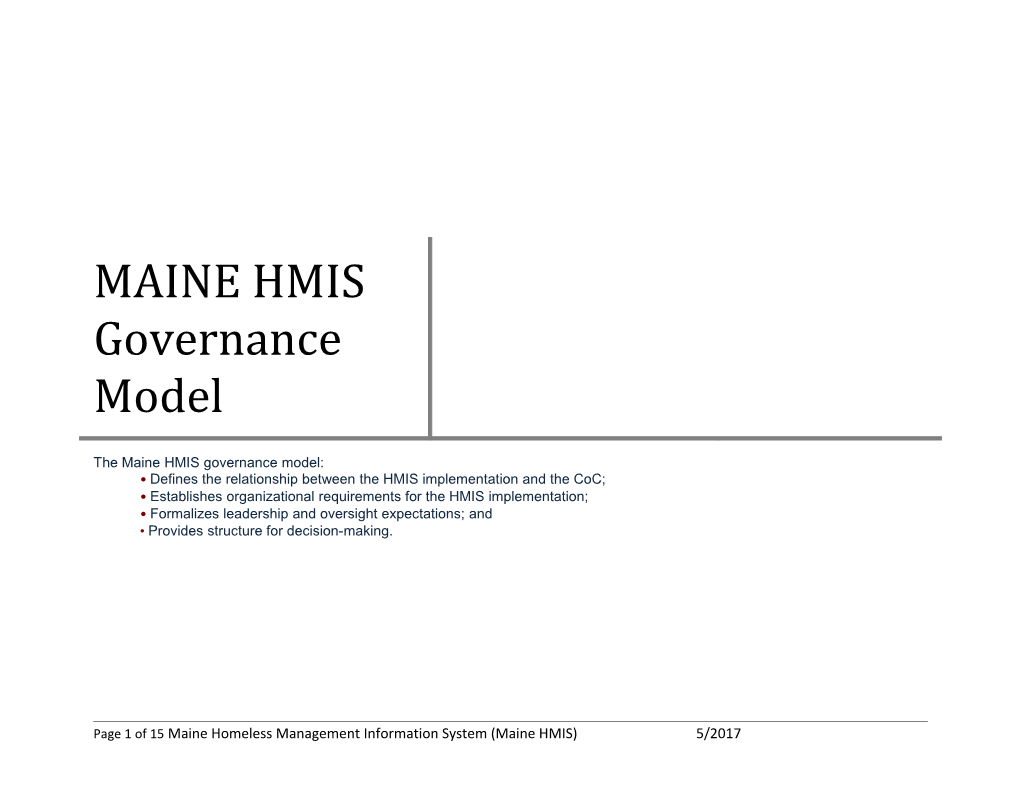 New Hampshire HMIS Governance Model