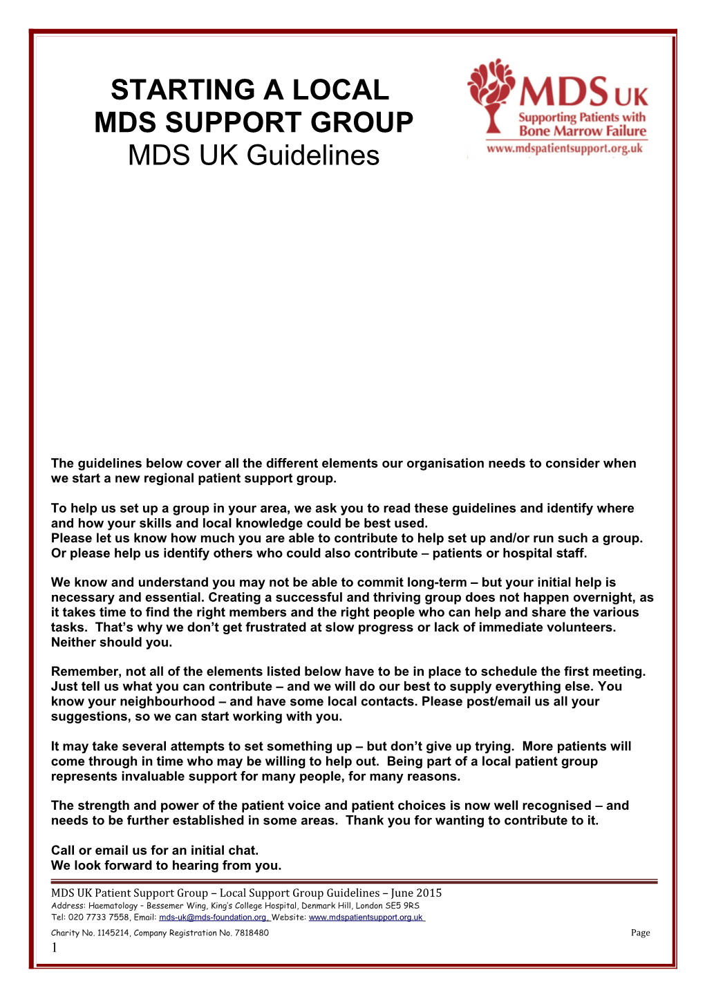 The Mds Foundation Support Group Guidelines