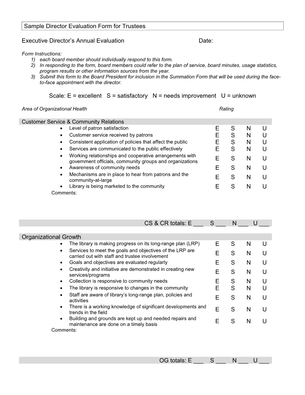 Sample Director Evaluation Form