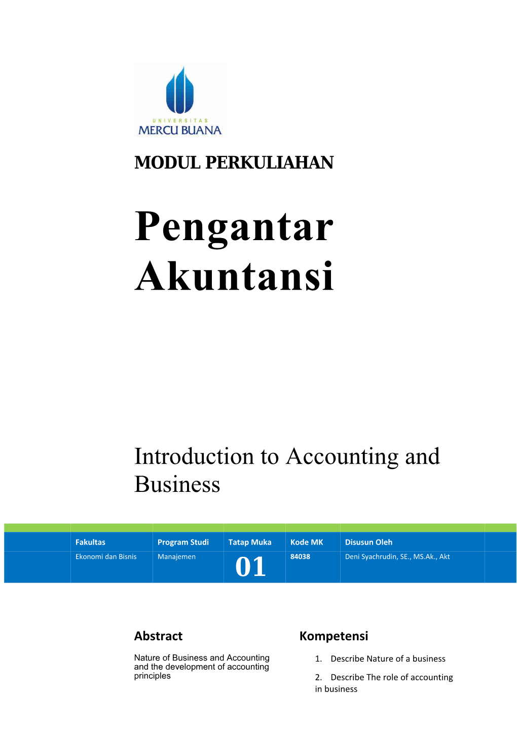 Introduction to Accounting and Business