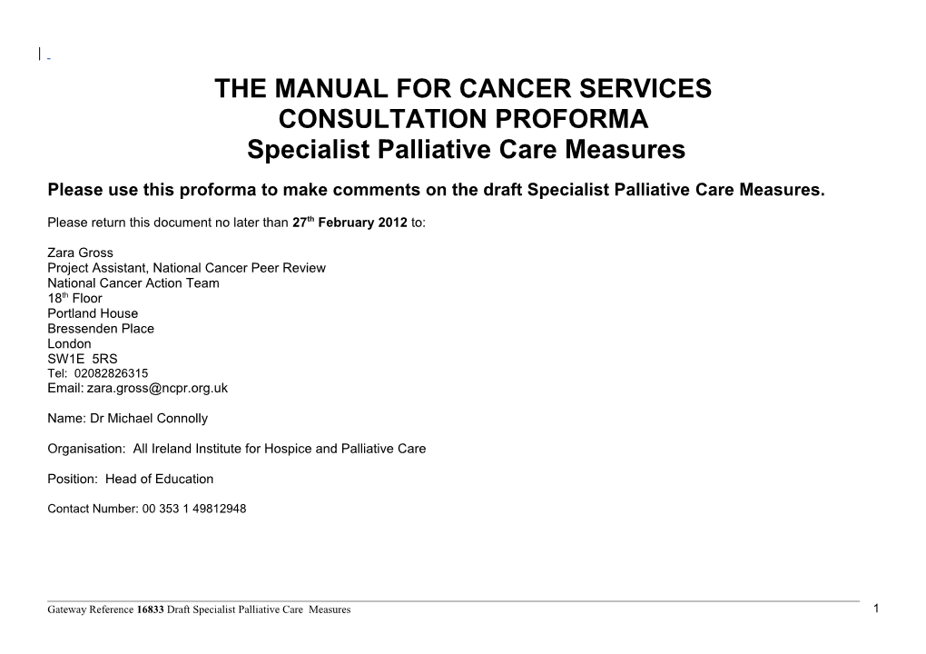 Provider and Commissioner Cancer Network Structure and the Cancer Standards