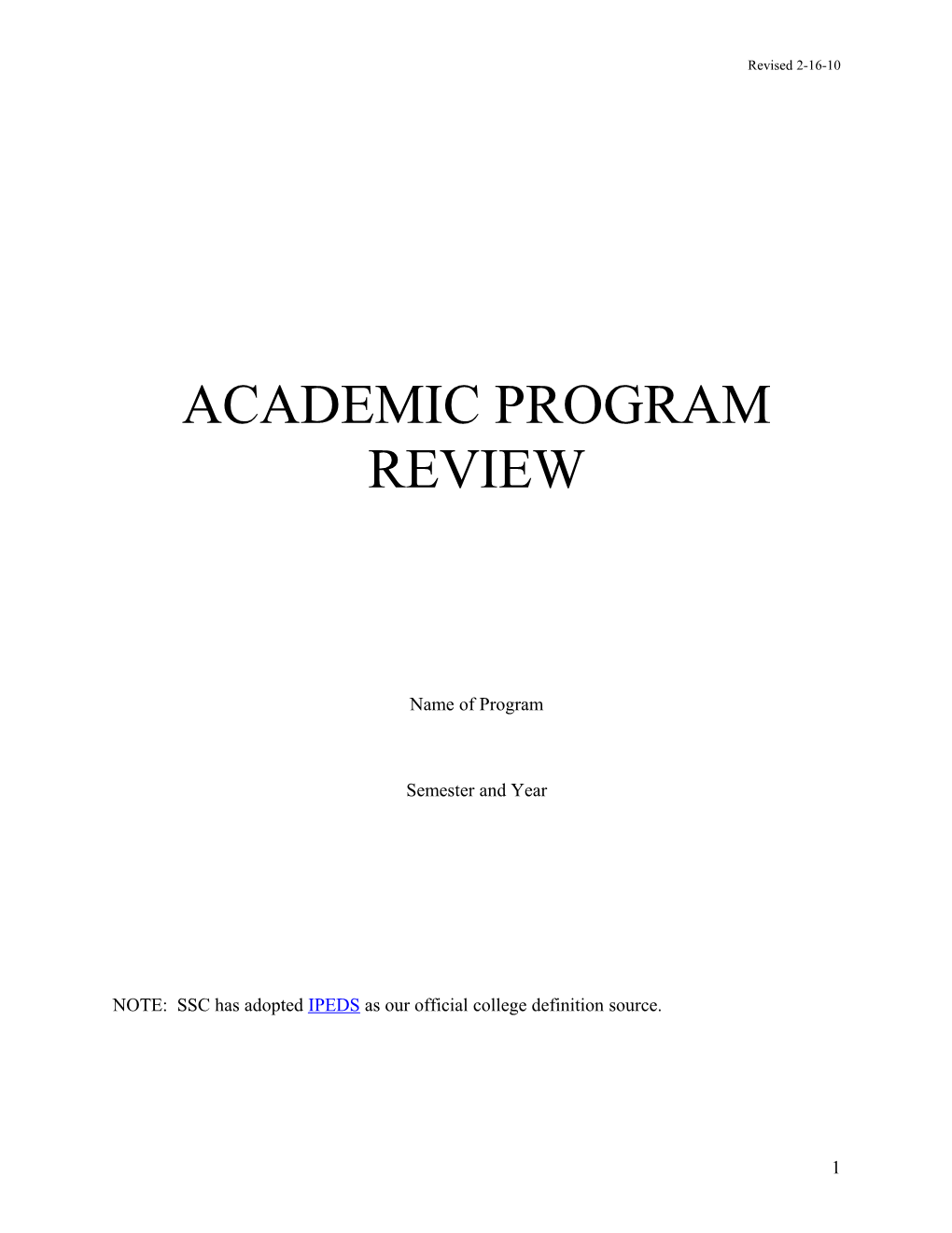 Academic Program Review