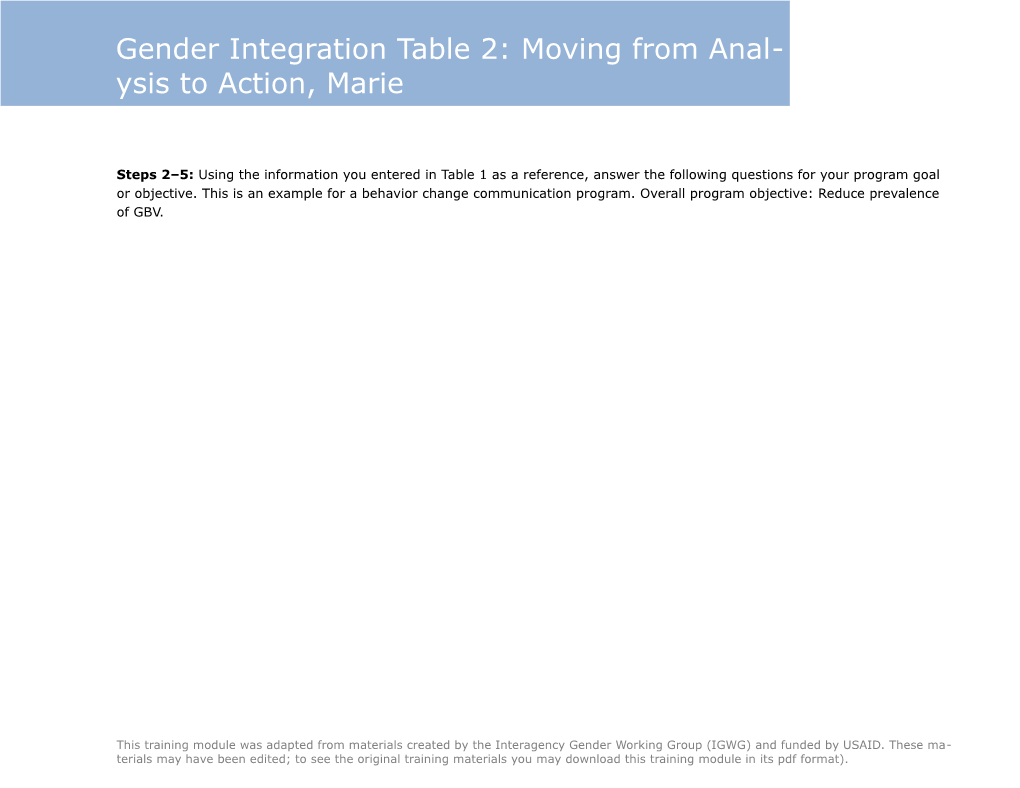 Steps 2 5: Using the Information You Entered in Table 1 As a Reference, Answer the Following