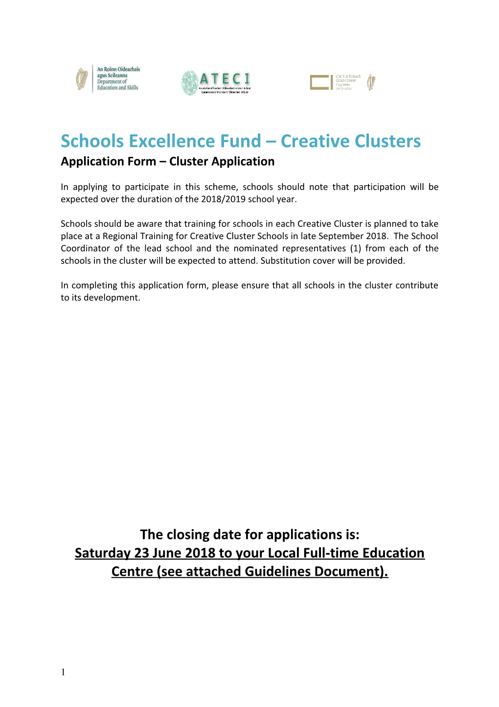 Schools Excellence Fund Creative Clusters