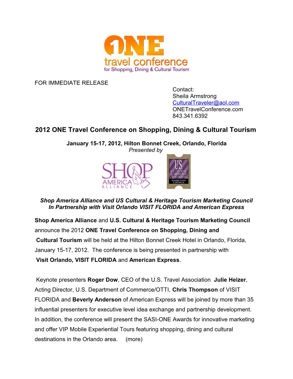 2012 ONE Travel Conference on Shopping, Dining & Cultural Tourism