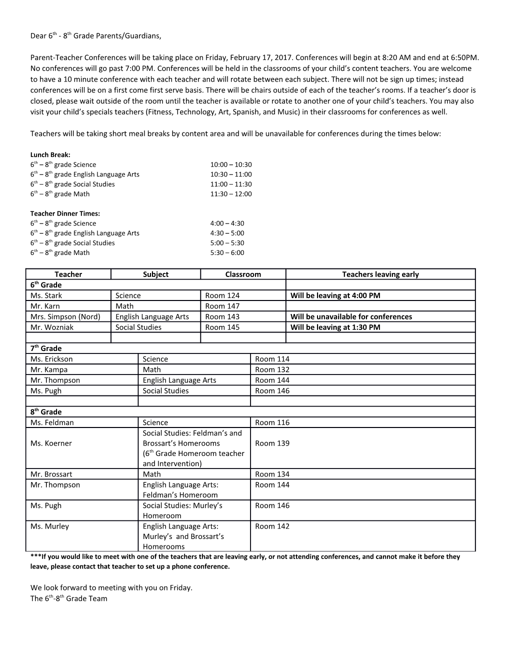 Dear 6Th - 8Th Grade Parents/Guardians