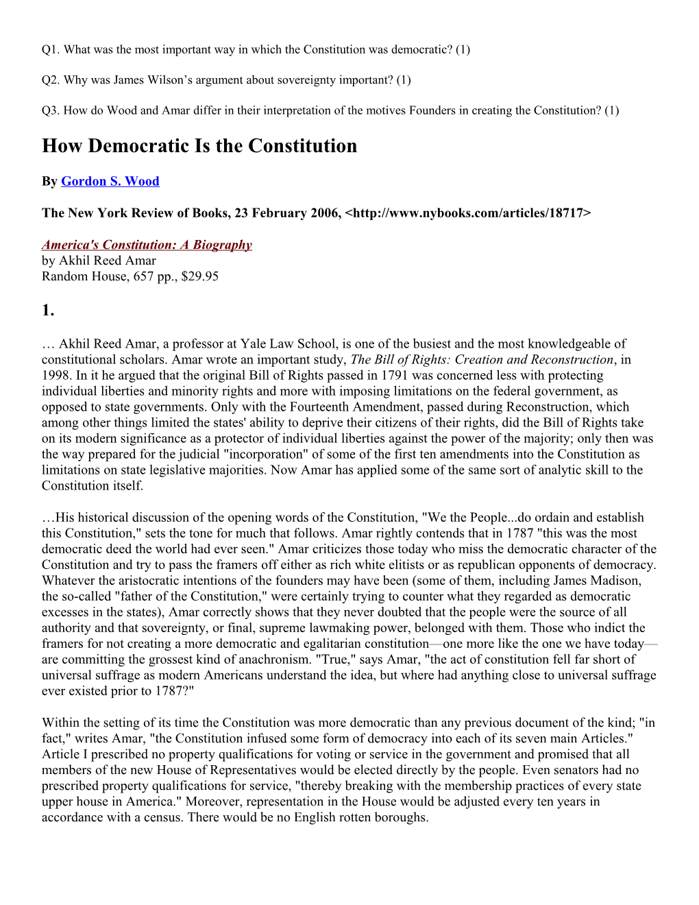 How Democratic Is the Constitution