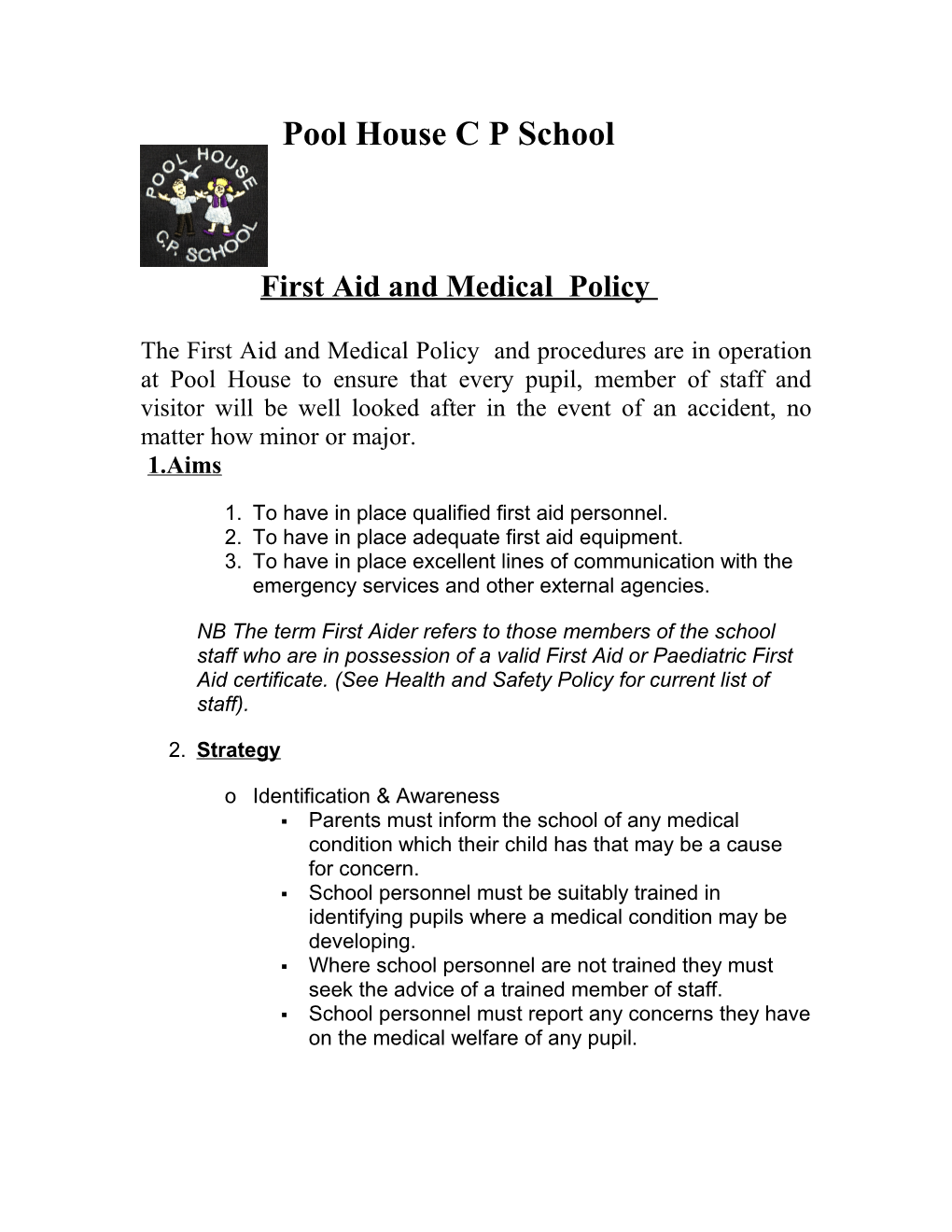 Medical & First Aid Policy