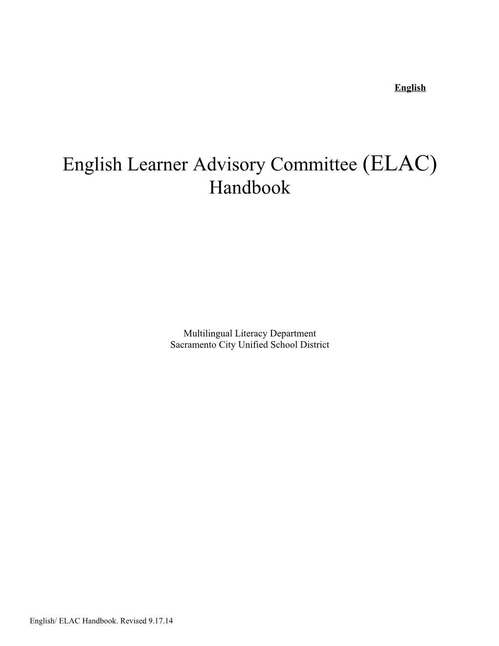 English Learner Advisory Committee (ELAC)