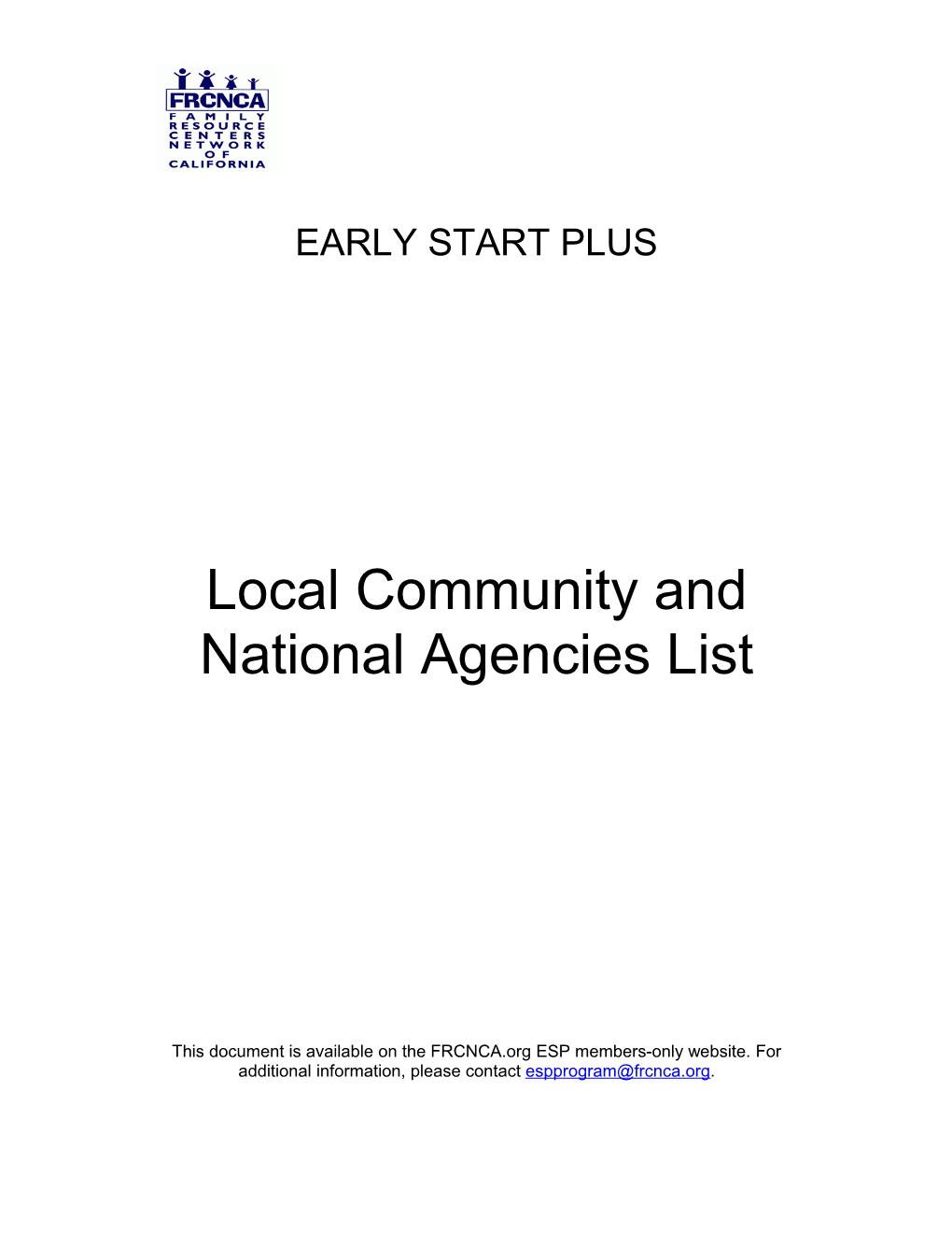 LOCAL COMMUNITY AGENICES TEMPLATE And