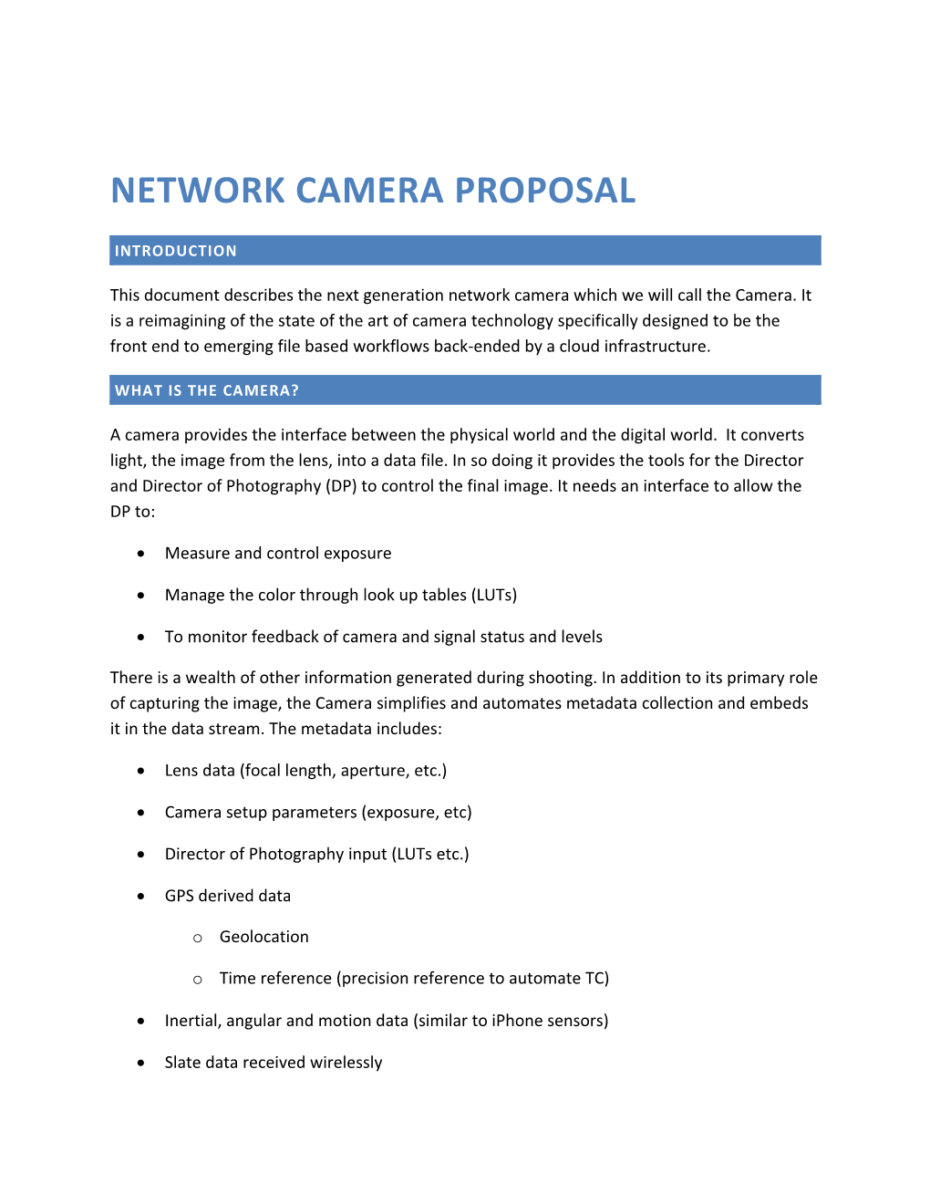 Network Camera Proposal