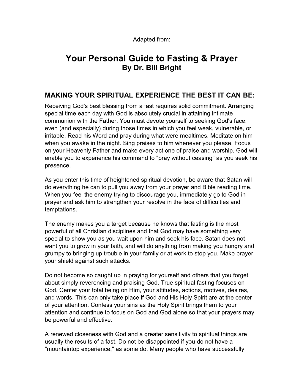 Your Personal Guide to Fasting & Prayer