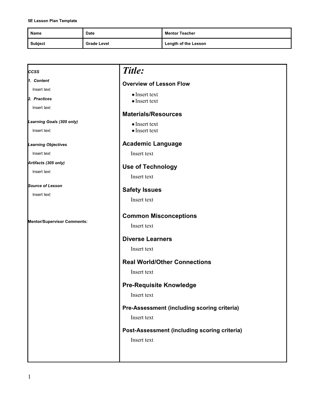 Pre-Assessment (Including Scoring Criteria)