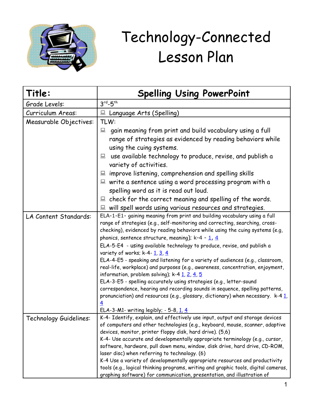 Technology-Connected Lesson Plan s8