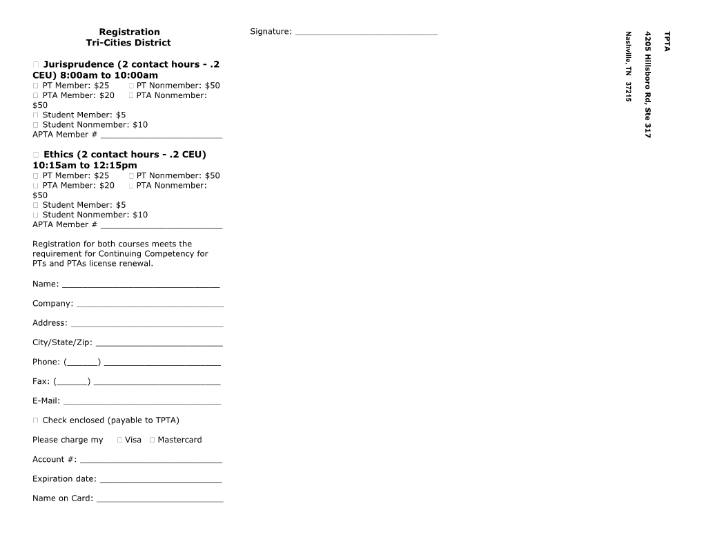 Fax a Copy of This Form to 615-297-5852 to Secure Your Sponsorship