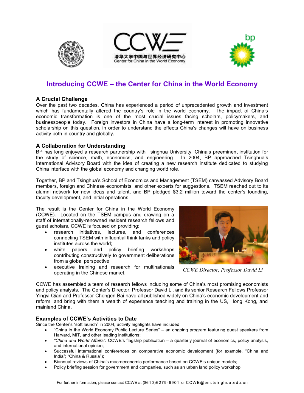 Introducing CCWE the Center for China in the World Economy