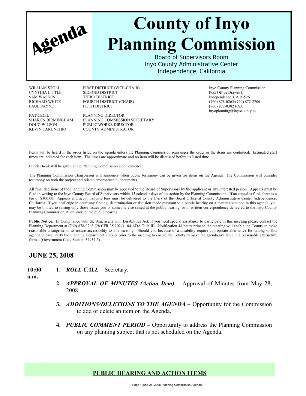 WILLIAM STOLLFIRST DISTRICT (VICE-CHAIR)Inyo County Planning Commission